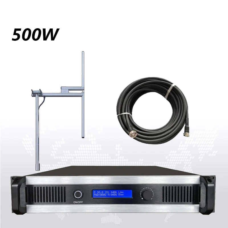 500W FM Radio Transmitter+FM Dipole Antenna +Cable  KIT for Radio Station