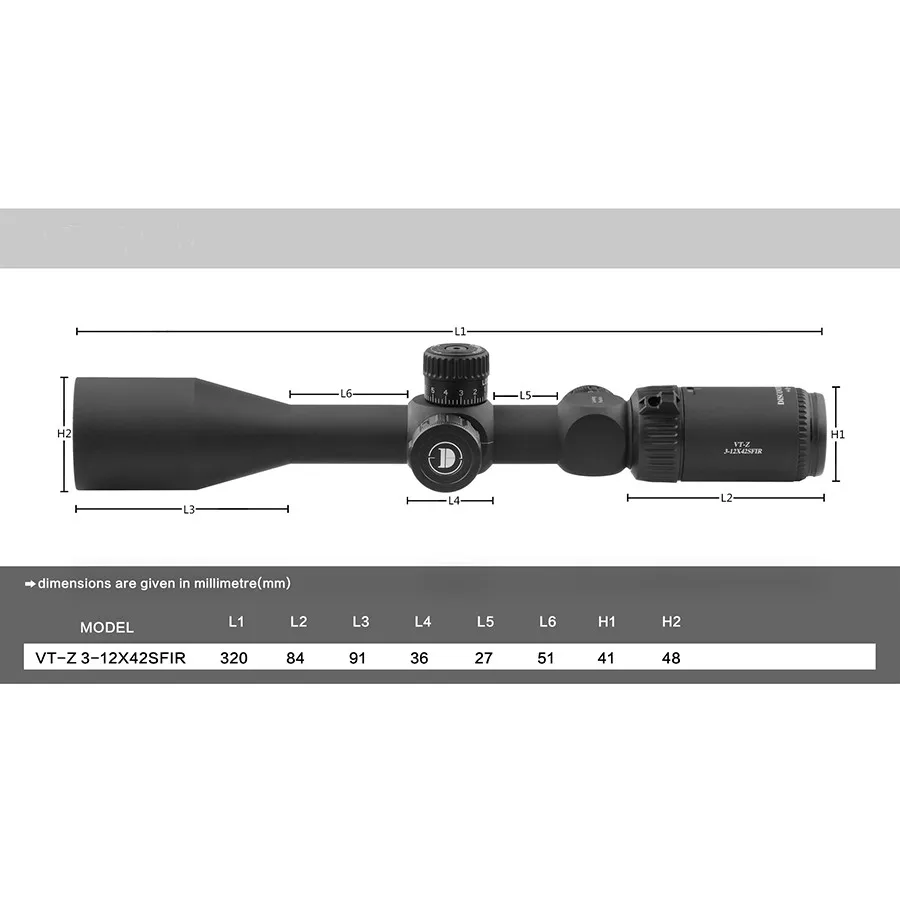 Discovery Optics 2022 Tube Diameter 25.4mm VT-Z 3-12X42SFIR New Style Scopes