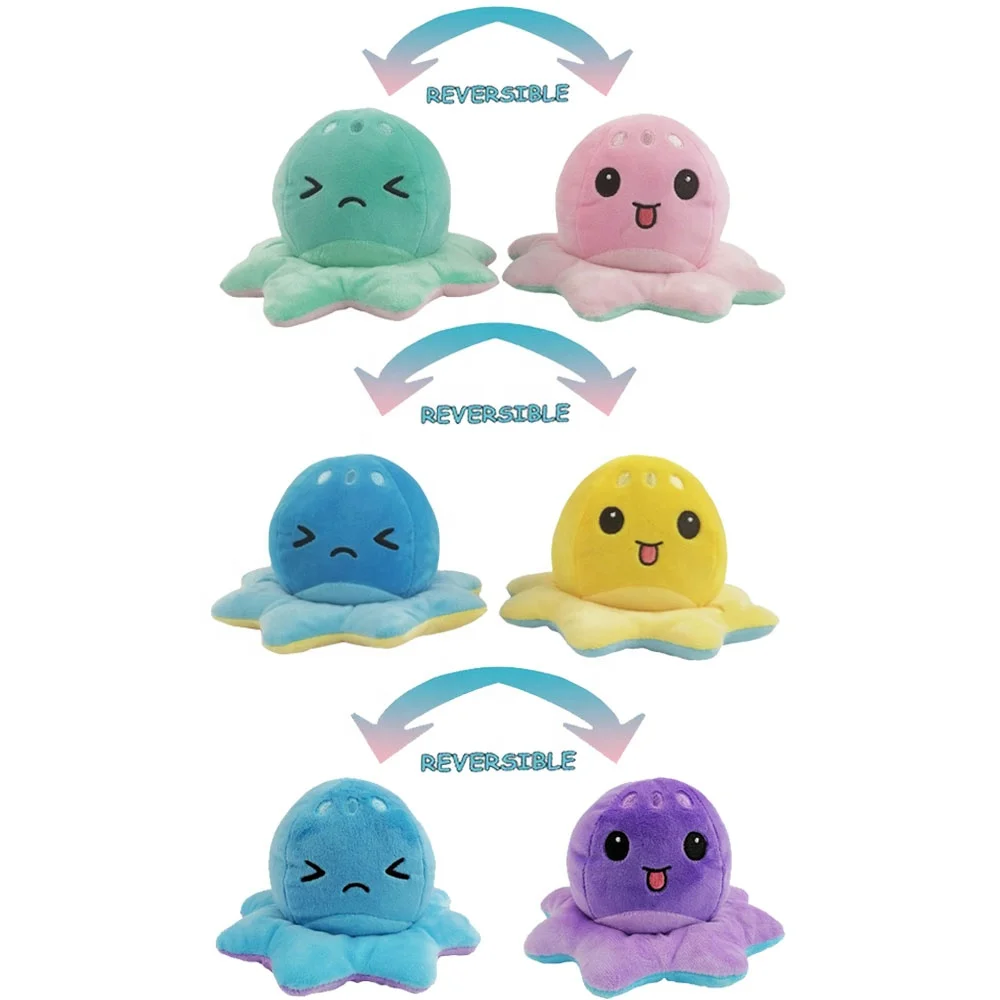 Stuffed Animals Octopus Reversible Soft Toys Funny Cute Plush Jellyfish