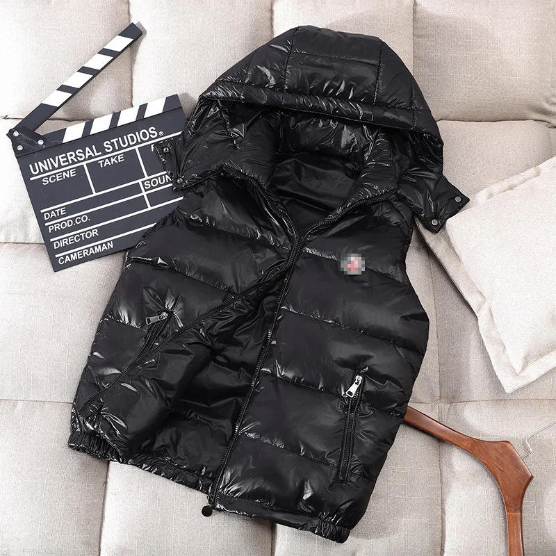 Promotional Various Durable Using Puffer Duck Sleeveless Down Vest Detach Hood Heated Body Warmer Unisex Lightweight Down Vest