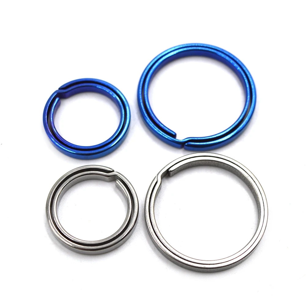 JXT Titanium Keyring Side-Pushing Designed Key Chain Key Rings Holder Titanium Rounded Split Rings