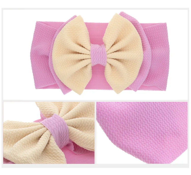 Aliexpress hot selling Soft Rib Fabric bowknot hair accessories for children  pure color baby hairband kids multi color headband