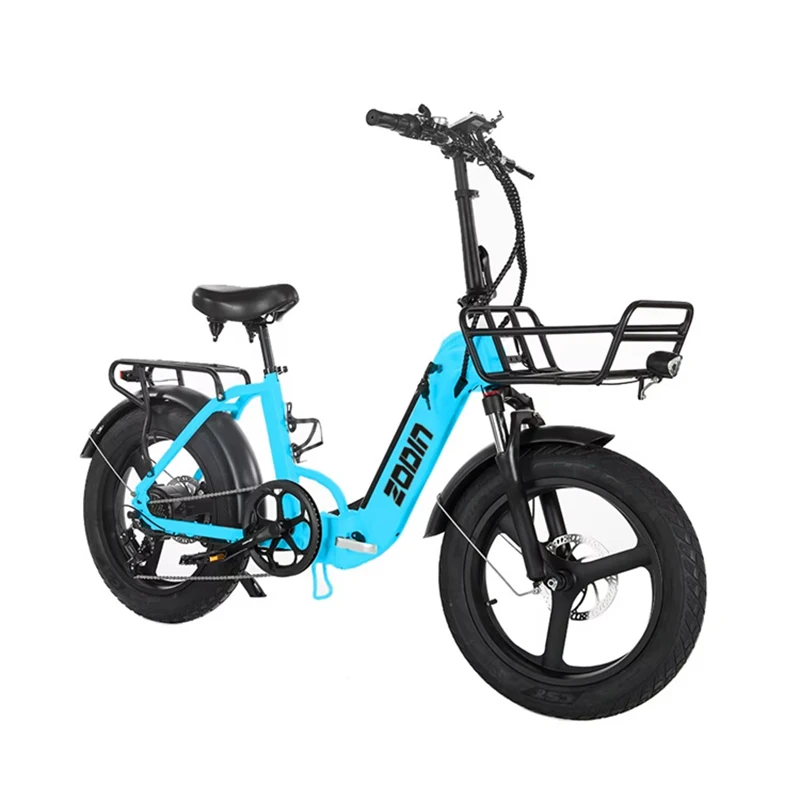 ZODIN Foldable Electric Bicycle 20 Inch Snow Bike 48V 500W 1000W 10.5Ah Battery Ebike Fat Tyres E Bike