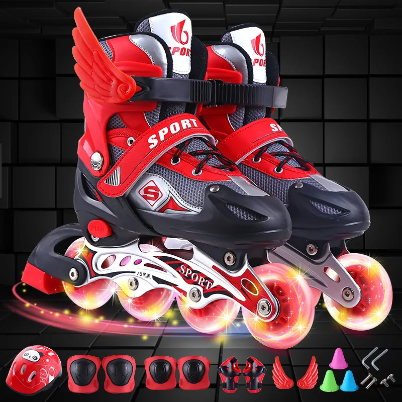 Infantil Wholesale Patines Para Ninas 4 Wheels Skating Skates Shoes Flashing Roller For Kids Boys Girls
