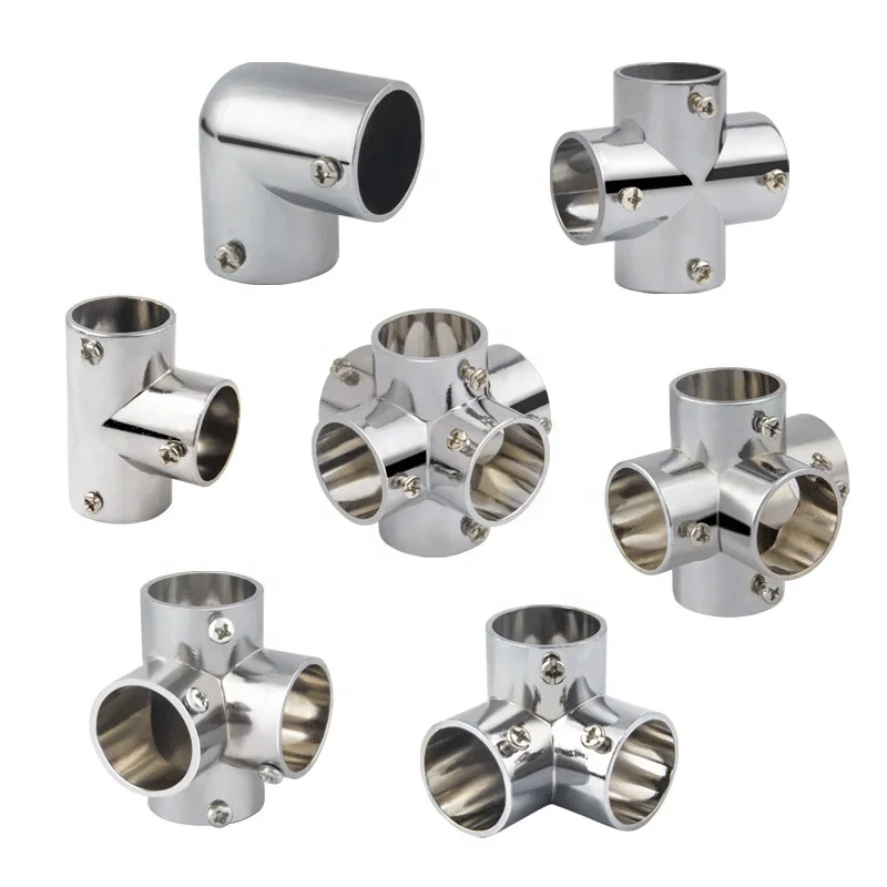 Heavy Duty SS Mirror Polished 90 Degree 3-Way Corner E Hand Rail Fitting Marine Grade for Wardrobe Hardware