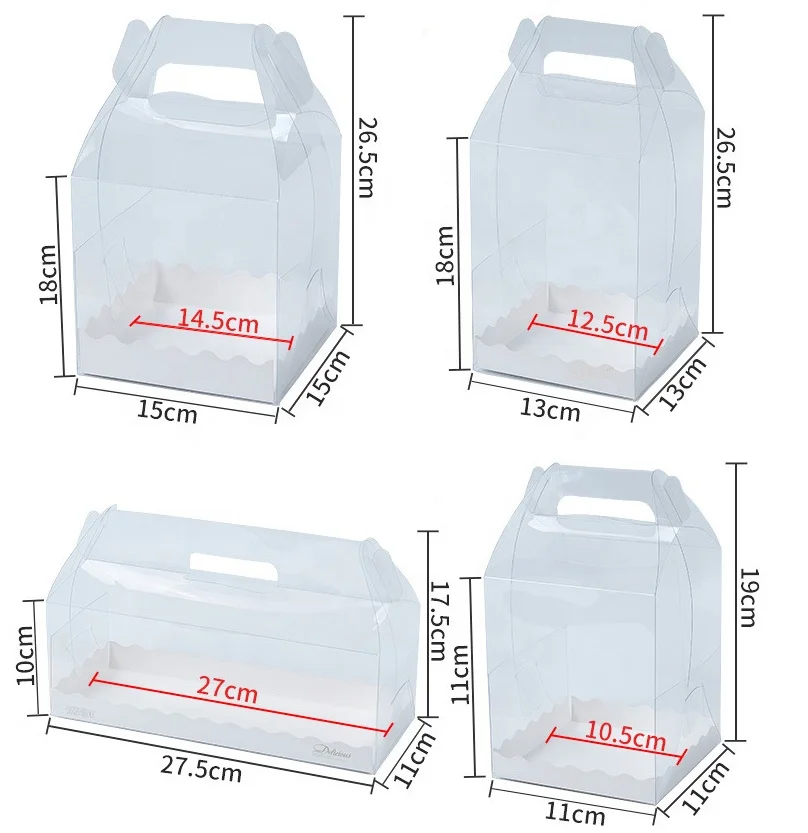 Wholesale Bread Desert Transparent Packaging Tall Portable Clear Gable PET Cake Boxes For Bakery
