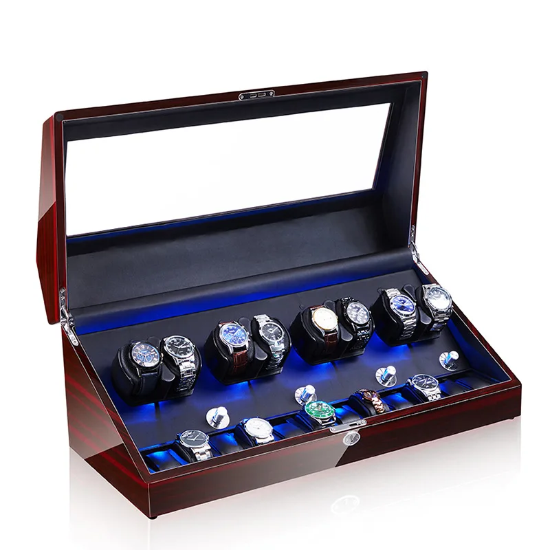 Watch Winder Deluxe Mechanical Watch Organizer Wooden Case Piano Automatic Watch Winding Rotating Case