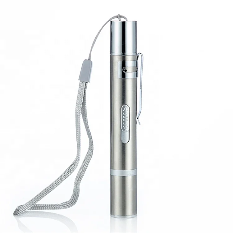 USB Rechargeable Stainless Steel Mini Flashlight Laser Pointer