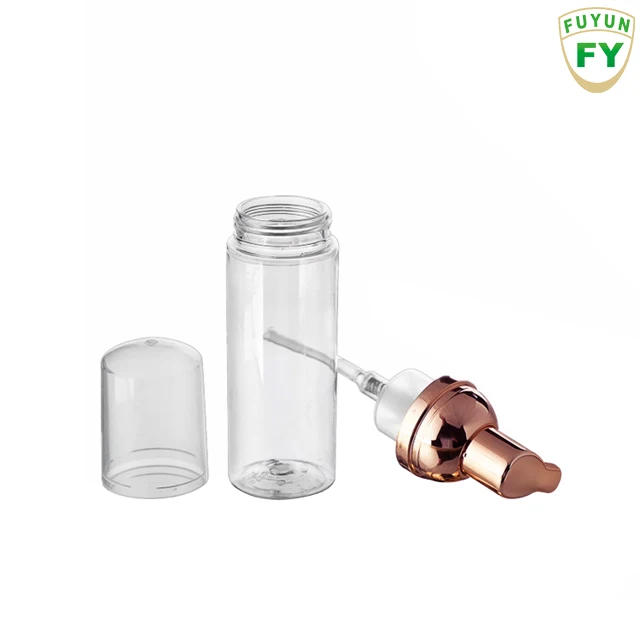 Fuyun Ready to Ship Pet Empty Foaming Soap Pump Bottle Silver Rose Gold Cosmetics Cleanser Foam Pump Bottle 50ml