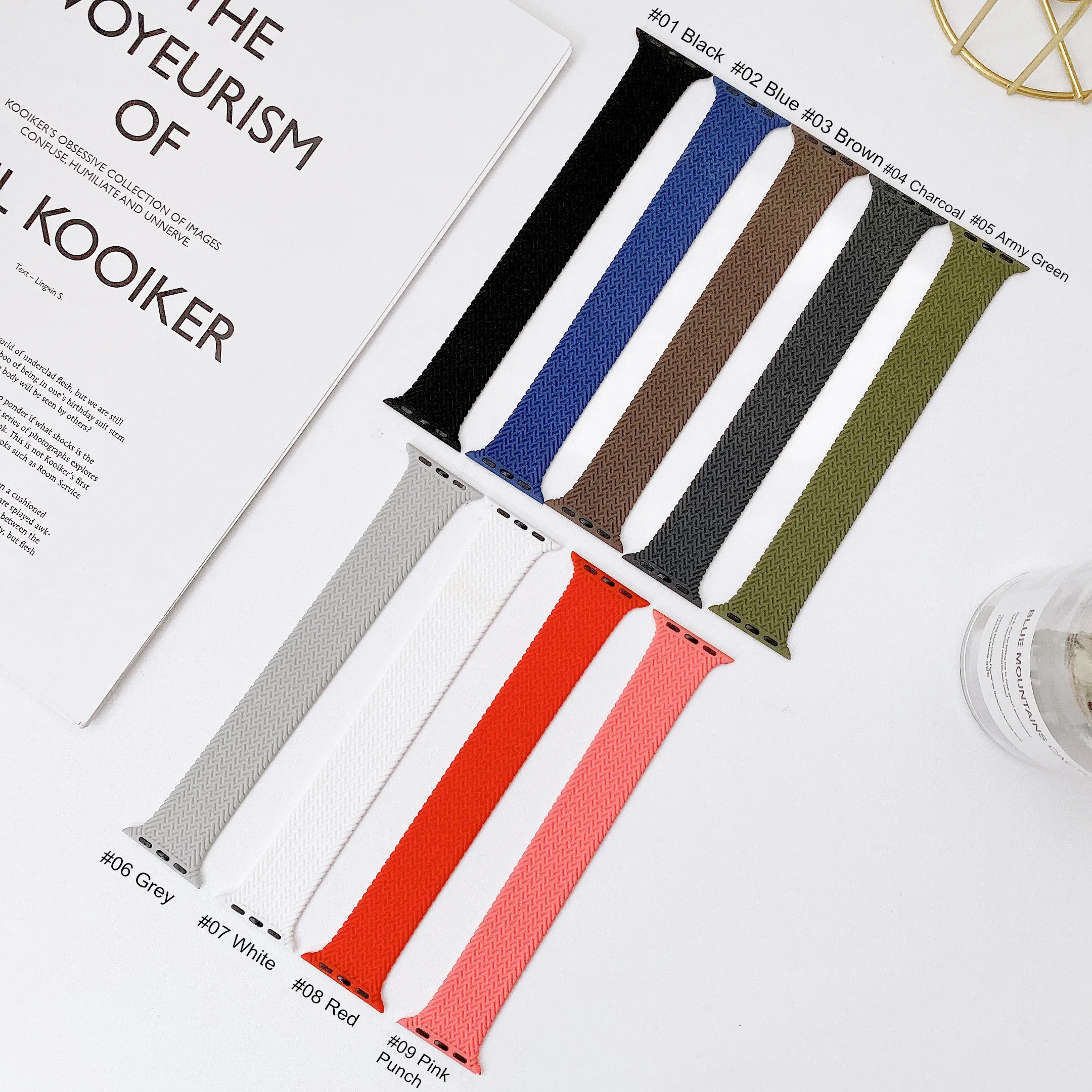 Silicone Braid Loop Watch Band For Apple Watch 38mm 40mm 42mm 44mm, For iWatch Series 6 5 4 3 2 Silicone Braid Loop Watch Band