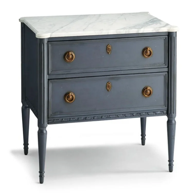 Custom French antiqued solid wood storage bed side table nightstands bedroom furniture
