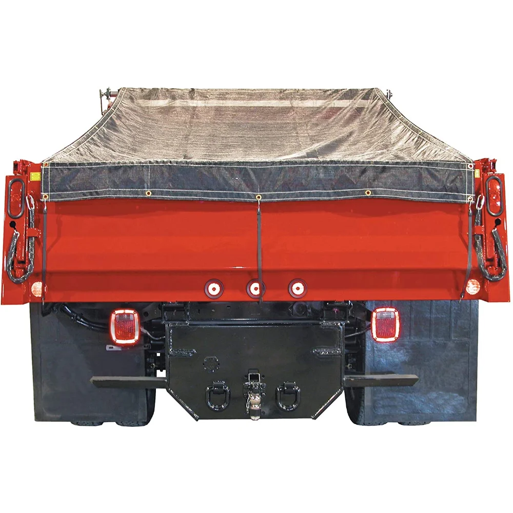 Heavy Duty Dump Truck Tarp with Vinyl-Coated Fabric Pockets Applied on Tarp System