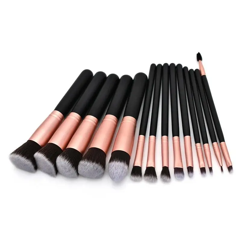 wholesale 14 pcs makeup brushes with holder bag custom logo pink foundation cosmetic brushes makeup brush set