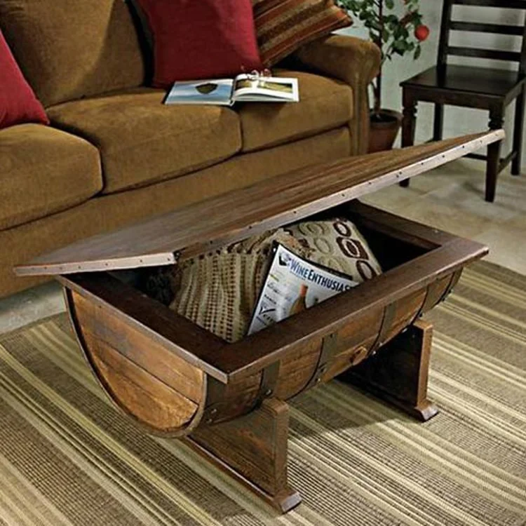 European style wooden wine barrel coffee table