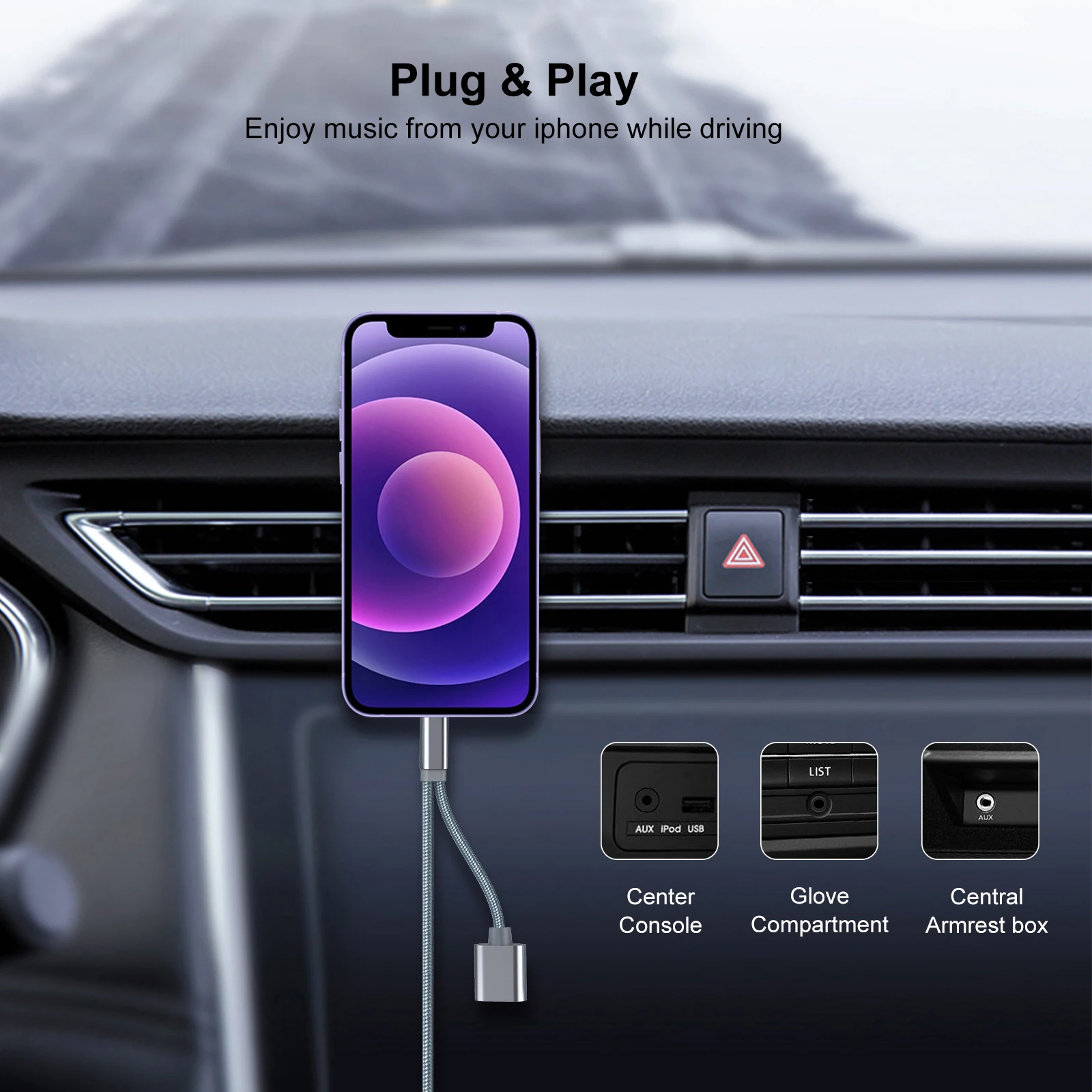 New Arrival 1.8m Nylon Braid Charge Cable And 3.5mm Audio Jack AUX Adapter USB C TO AUX Cable For Car headphone