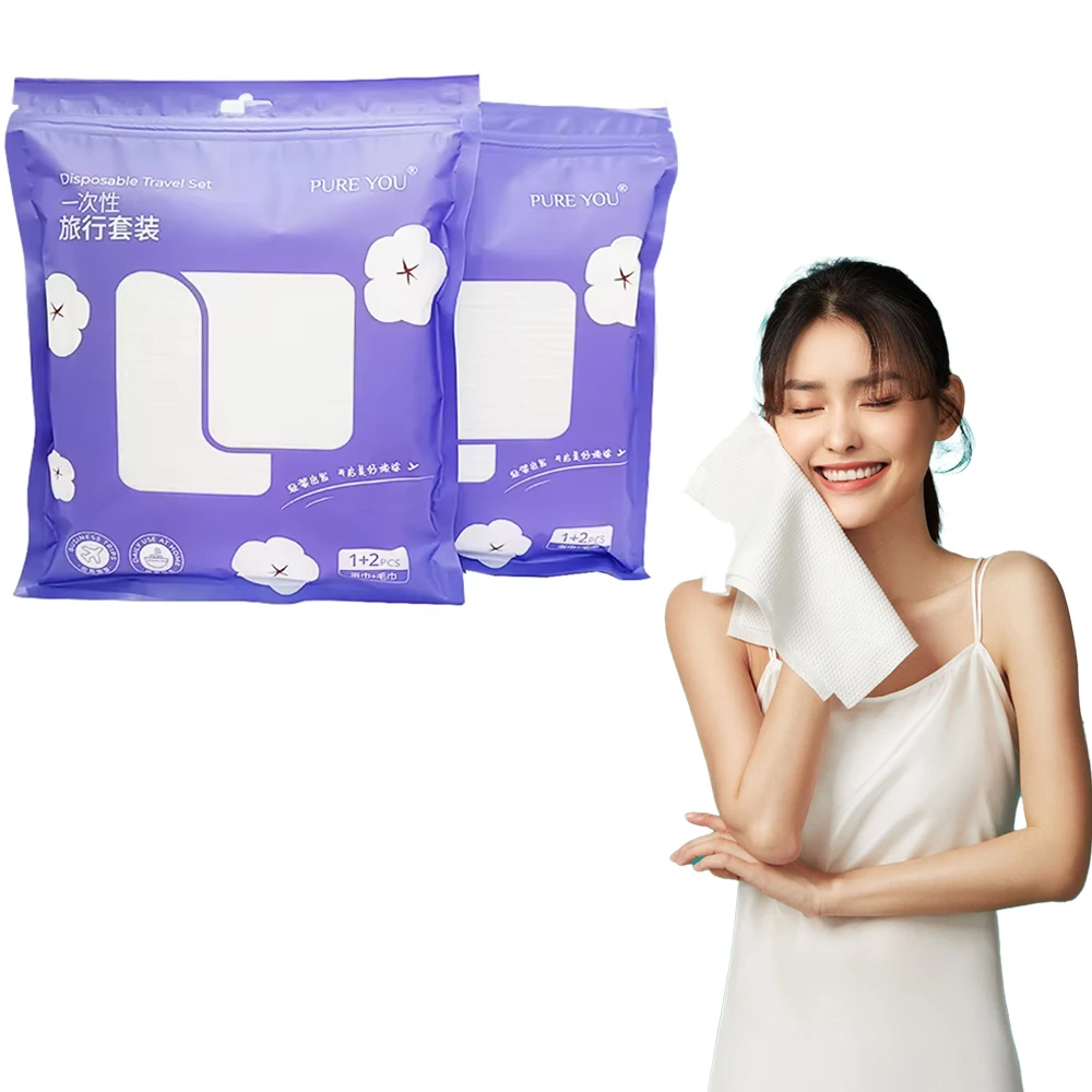 Factory Price Free Sample Custom Camping Spa Hotel Facial Soft Cotton Travel  Face Towel Disposable Bath Towel For Travel