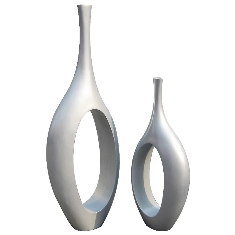 New design Decorative Light Weight Fiberglass resin Flower Vase Modern Style for Hotel and Villa Use