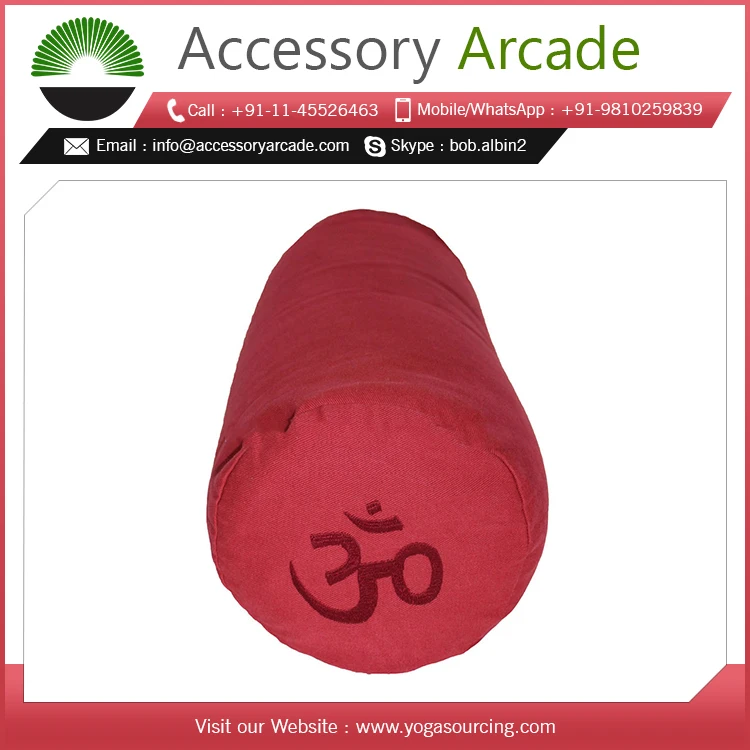 Embroidered Yoga Bolster pillow for yoga with multiple colors available in large quantity at wholesale prices