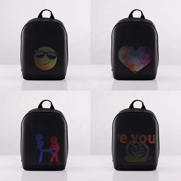 ISO BSCI LVMH factory clear travel smell proof backpack waterproof shoulder strap smart led backpack with led screen backpack