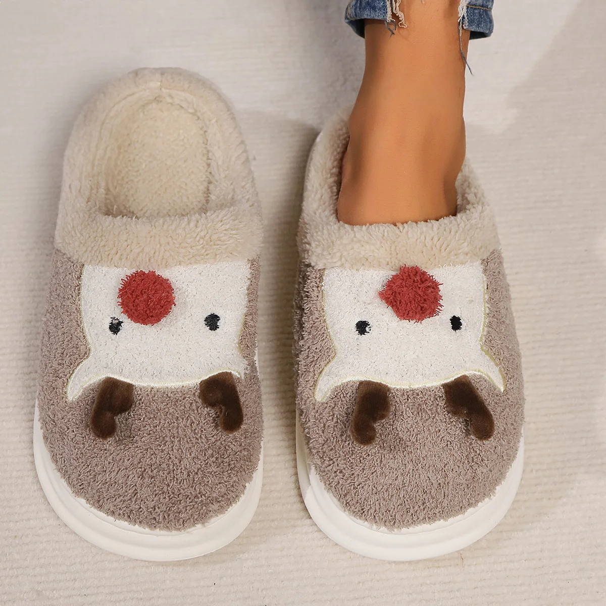 Autumn Winter Fashion Fluffy Faux Fur Women Furry Gift Home Slippers Warm Christmas warm indoor Slippers