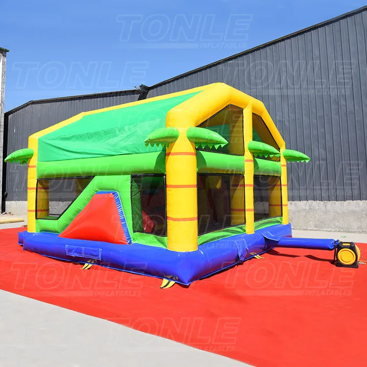 most popular multiplayer lion with roof inflatable jumping bouncy castle,cheap bounce house with slide combo for sale