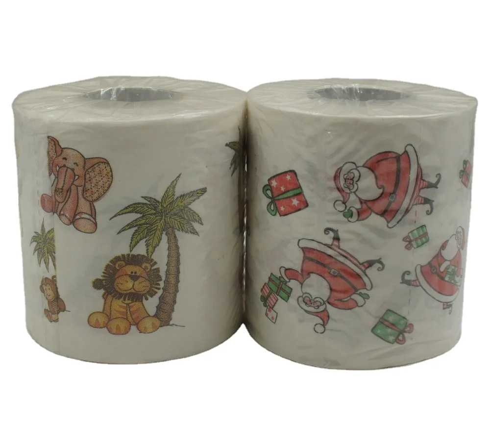 Wholesale high quality pattern printing disposable degradable toilet roll paper