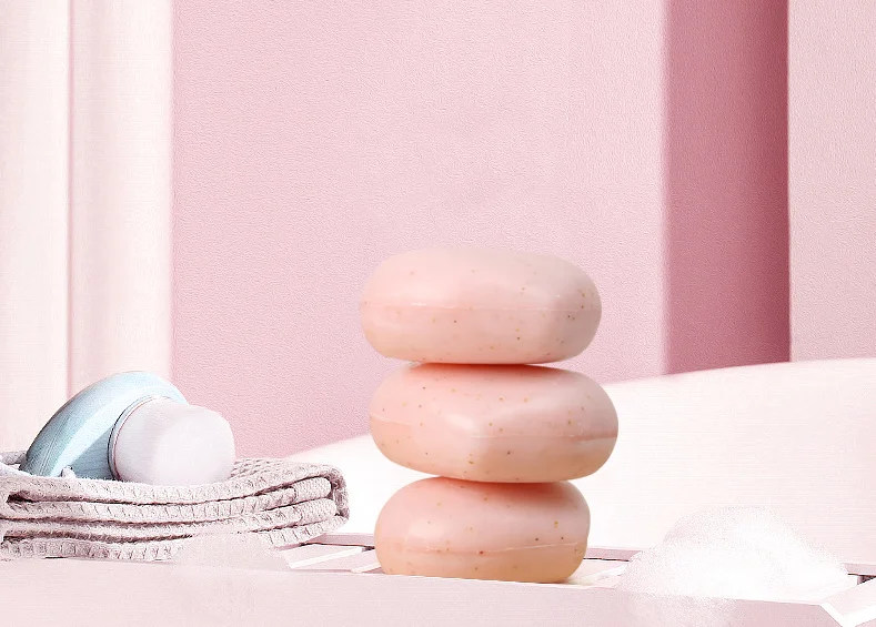 New Peach Pink Shower handmade Soap Lighten Melanin Joint Whitening Hydrating Body Cleansing Bath Soap