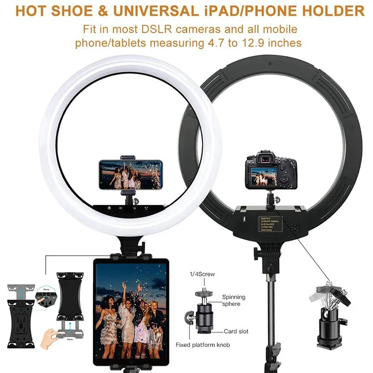 Wholesale Remote 3 Color 2700K-5500K Dimmable 45CM 18inch Ring Fill Lamp Selfie Makeup LED 45 cm Ring Light 18 inch Ringlight