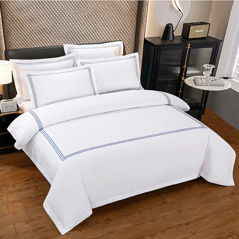 Wholesale Luxury Bedding Set 100% Cotton Twill Stripes Pattern 200TC 300TC Includes Bed Sheet and Duvet Cover