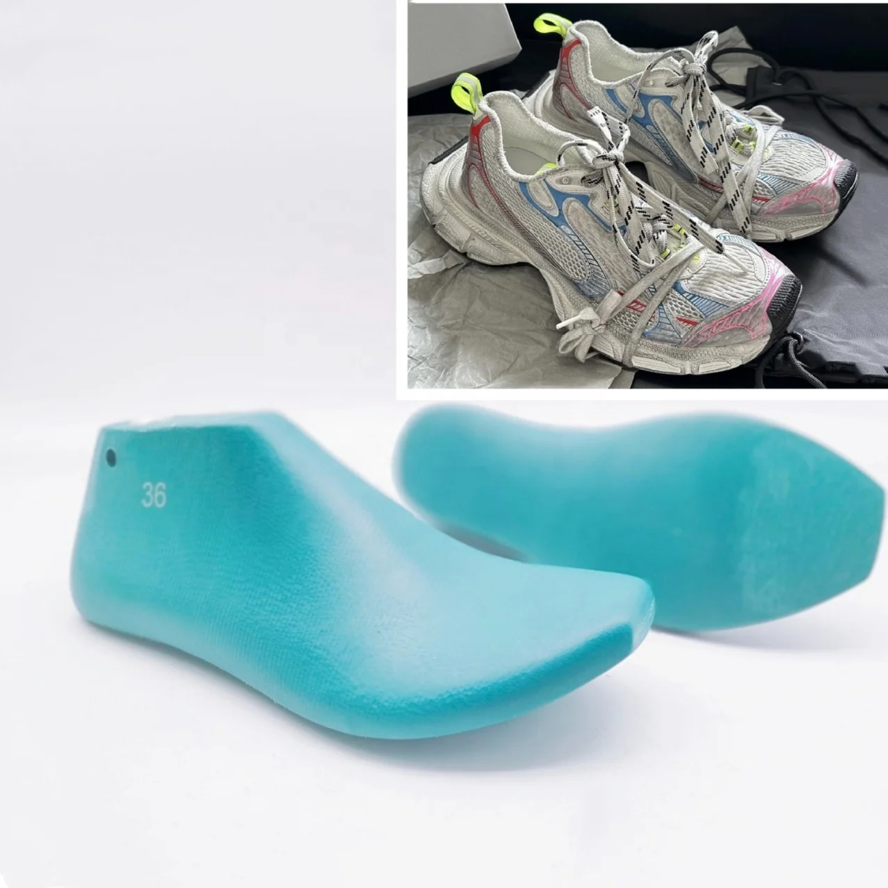 Woman old daddy shoes plastic shoe lasts