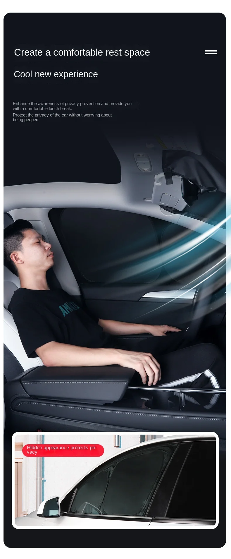 Car rear window sunshade, silver adhesive cloth material, direct installation fit is high For Model Y 2019-2022 YEARS