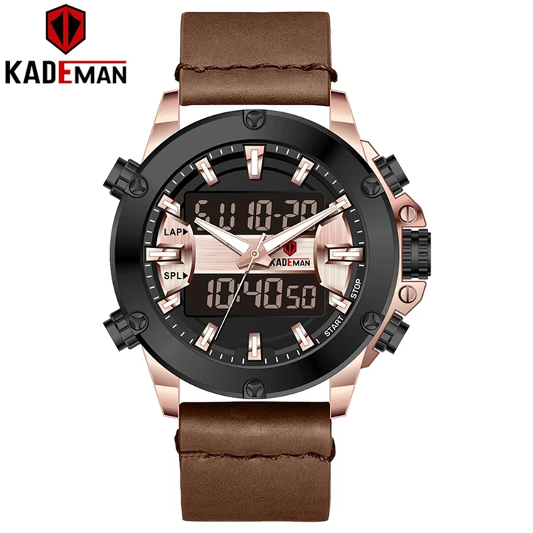 Многофункциональные мужские часы KADEMAN K806 светодиодные 24 часа светящиеся водонепроницаемые красивые аналоговые Цифровые премиум-класса