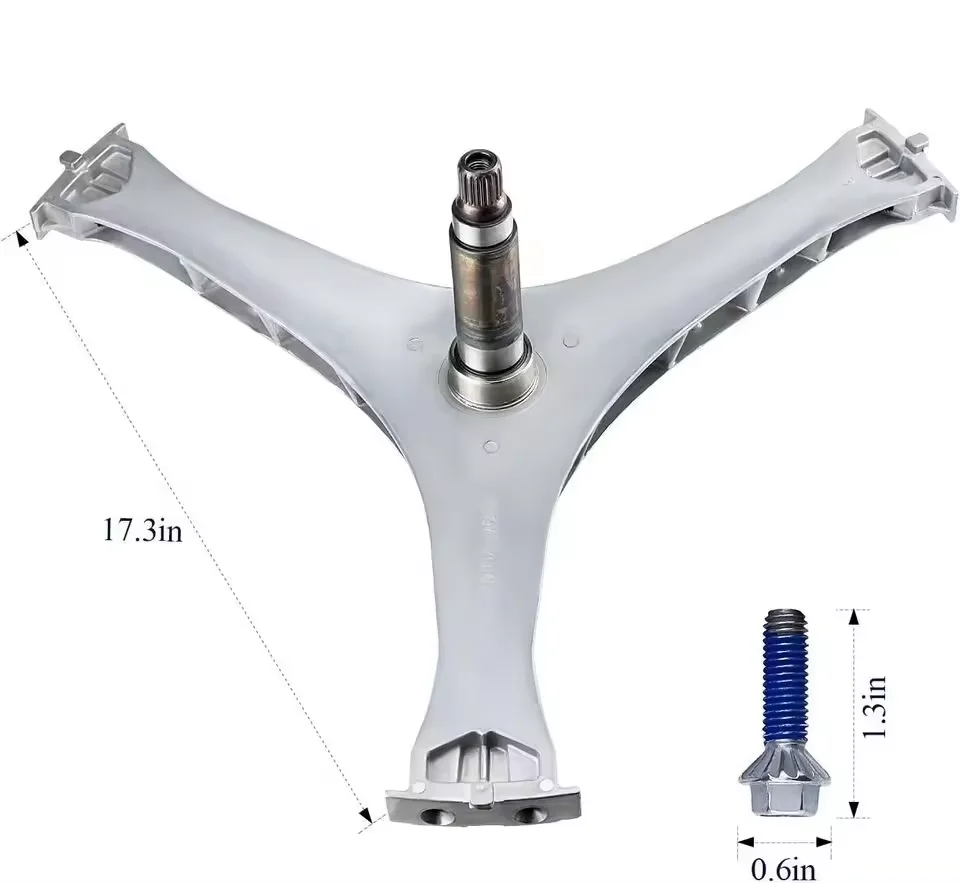 DC97-17004B Washer Flange Shaft Assembly with DC60-40137A Spider Hex Bolt (6 Pack) Compatible with Samsung Washing Machine