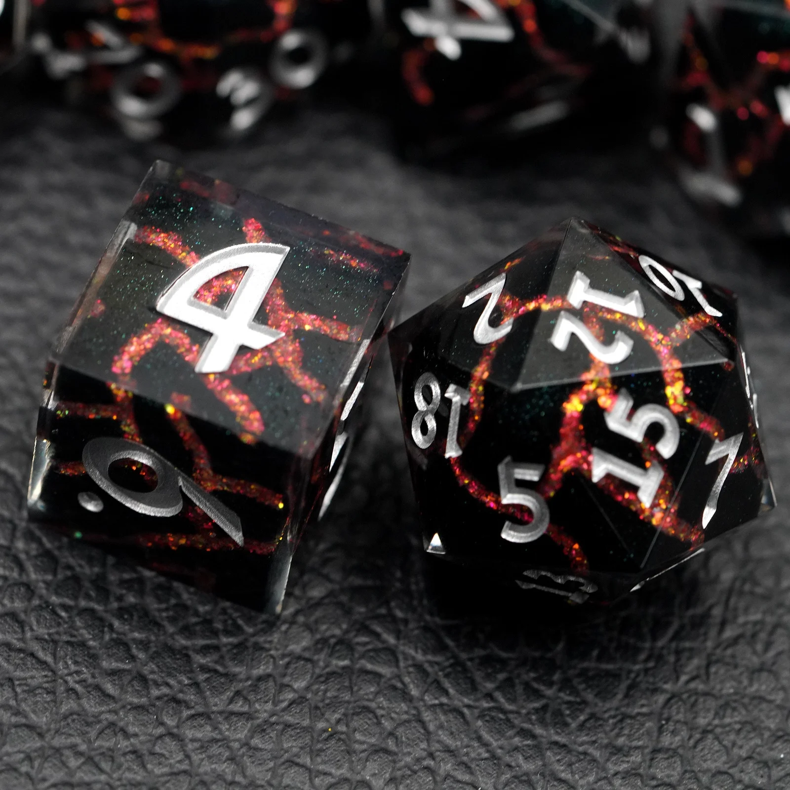 7pcs Bulk Resin sharp Edge Dnd Dice Set crack mica dice