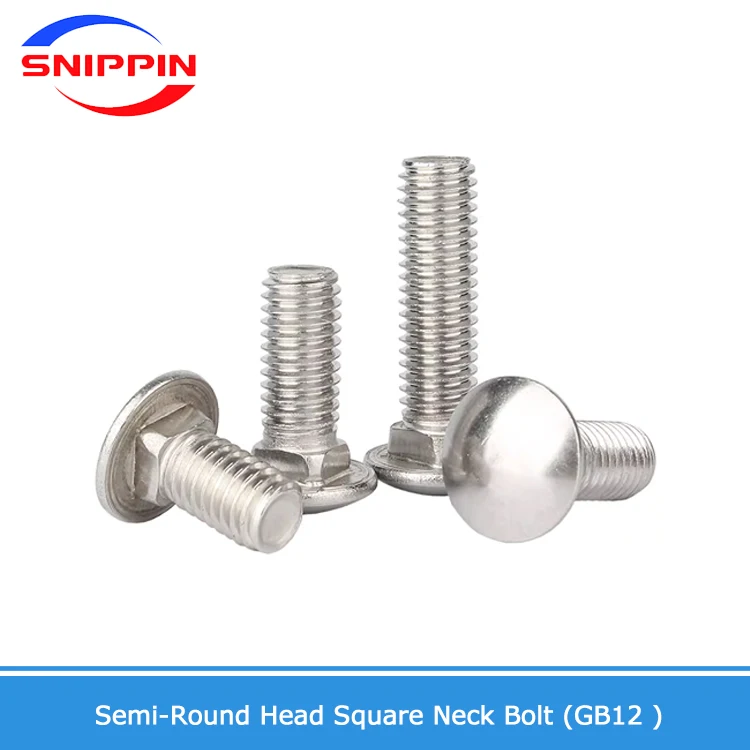 M6 M8 M10 M12 M16 304 Stainless Steel GB12 Truss Round Head Square Neck Carriage Screw Coach Bolt For Shelf Desk L=12MM-140MM