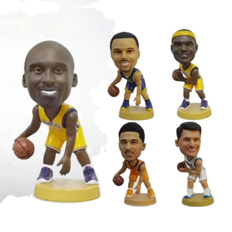 custom 12cm Resin Bobble Head Mini Basketball Player Bobblehead Doll Figurines Decoration for Athlete Souvenirs