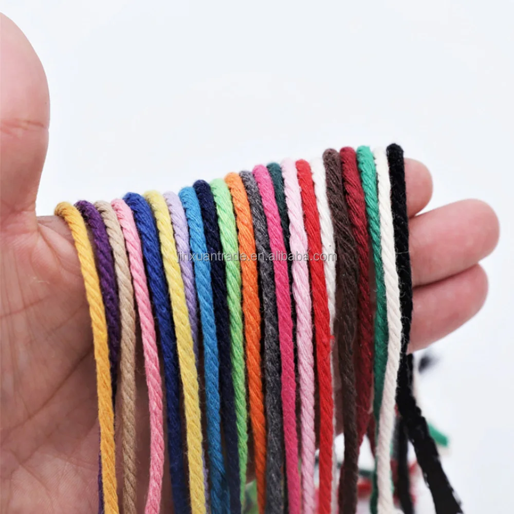 Китайский поставщик макраме, 4 мм хлопковый витой 4-слойный шнур макраме для среднего уровня