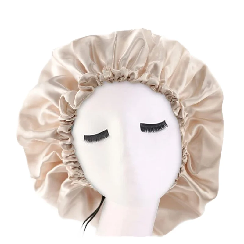 Sleep Night Cap Silk satin Hair Bonnet Silk Turban Women Custom Travel Adult Hair Accessory Cap