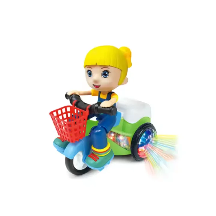 New plastic stunt tricycle toy 360 rotating luminous model car toy Cute fun rotating car toy wholesale