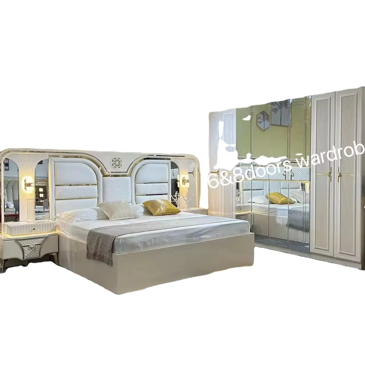 Современная Роскошная Живопись 5 шт. King Size MDF спальня набор мебели для дома