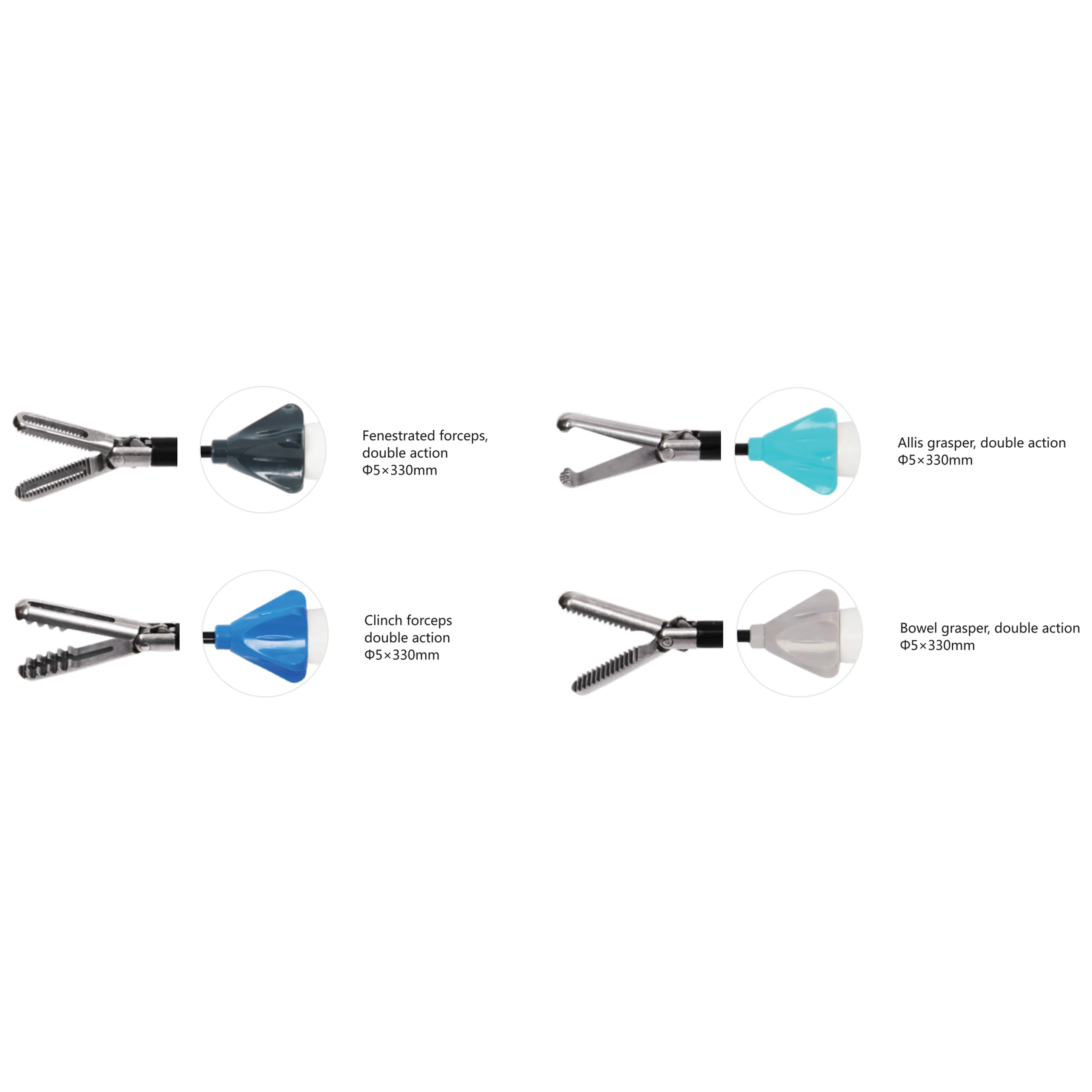 Disposable 5*330mm Laparoscopic Surgical Forceps Manual Clip Instruments Basis of Surgical Scissors Steel and Plastic 1 Piece