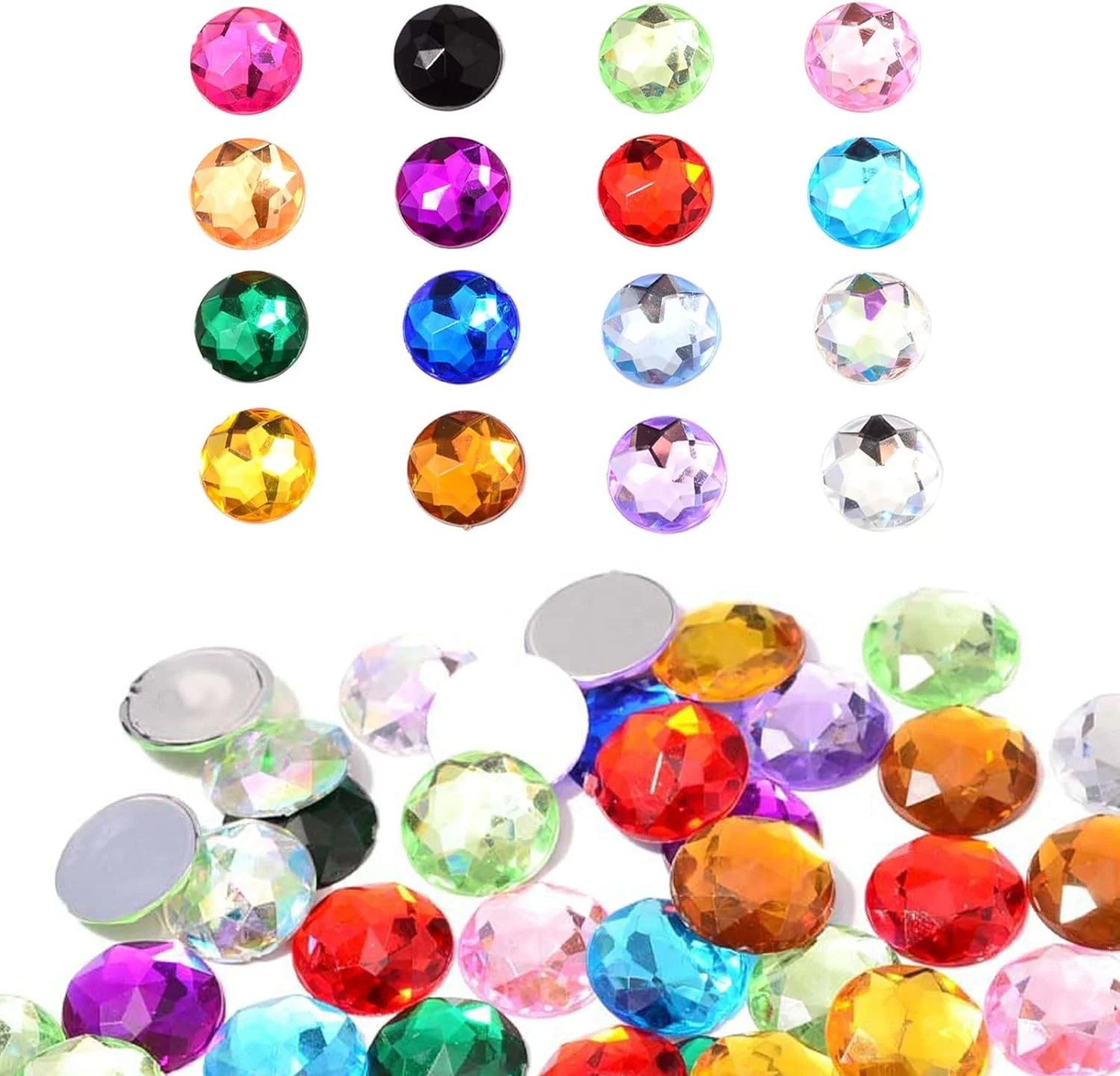 Crafting Embellishments Round Shape Acrylic Flatback Rhinestones Non-Hotfix Flat Back Rhinestones 20mm