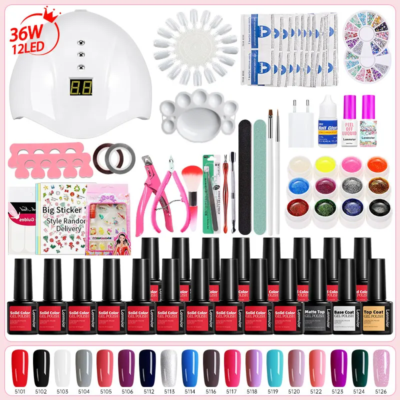 Nail Set UV LED Lamp Dryer With Nail Gel Polish Kit Soak Off Manicure Tools Set electric Nail drill For