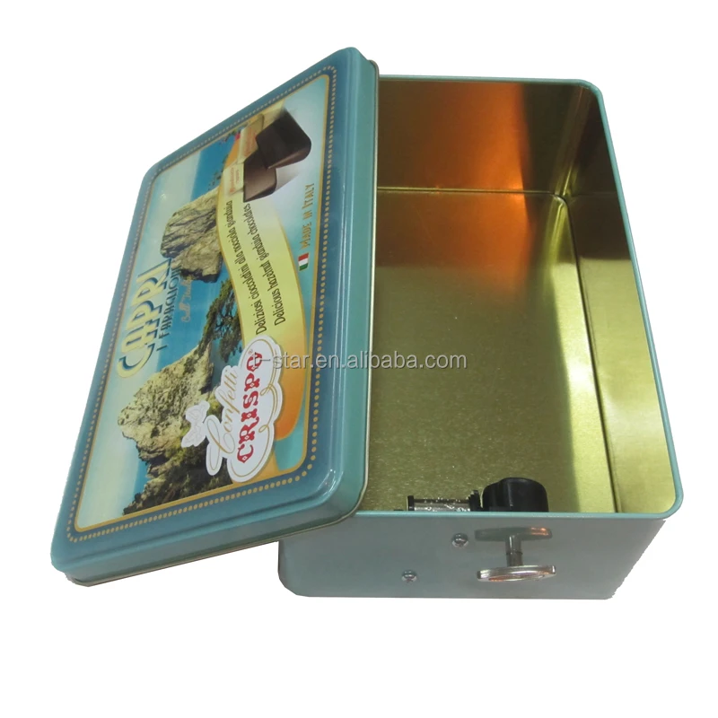 Hot sale Food Grade Music tin box for child gift metal tin box Packing rectangle Tin Can