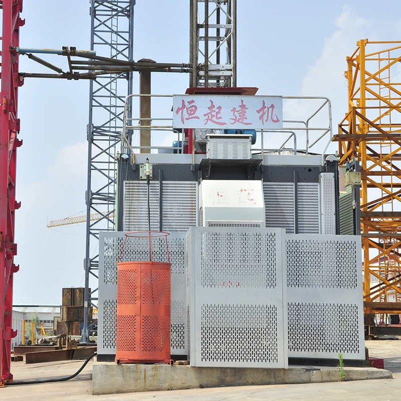 HengQi Good Quality Building Single And Double Cages Building Material Hoist Lift