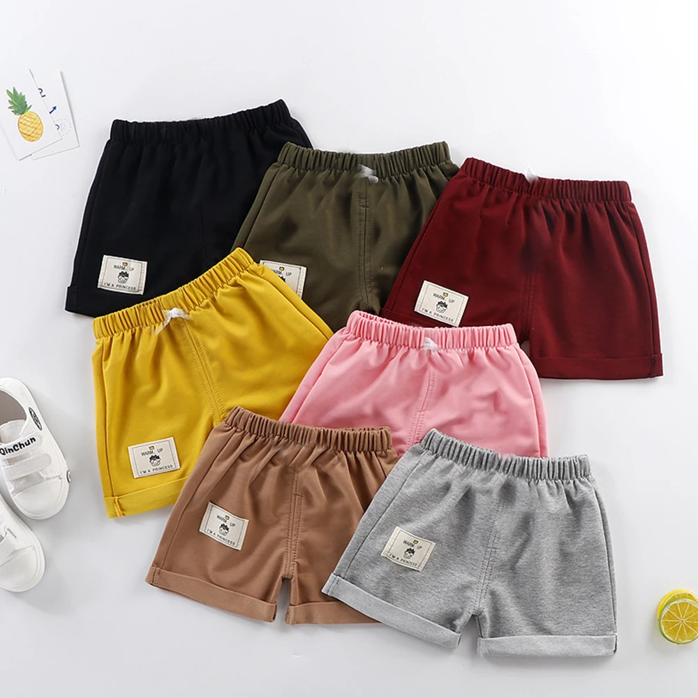 Summer Baby Girls Boys Shorts 7 Colors Cotton Children Beach Loose Shorts Casual Pants Comfortable Elastic Waist Solid