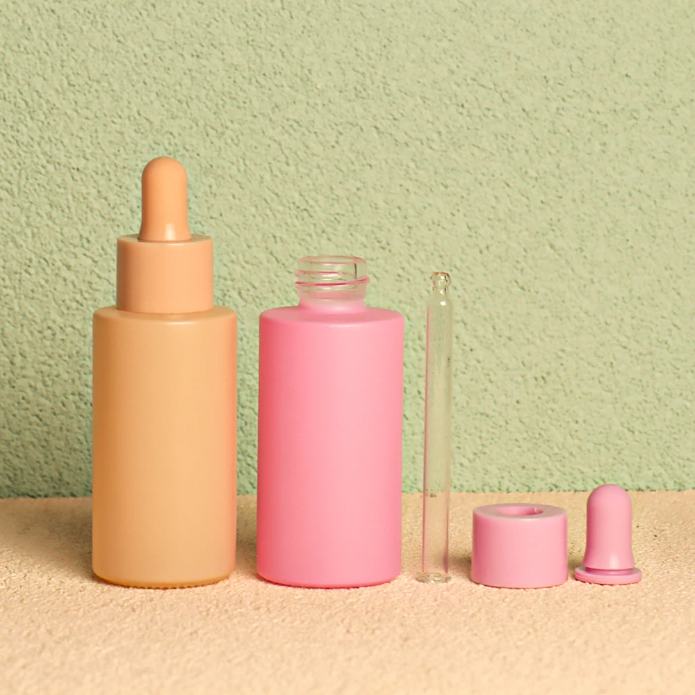 30ml 50ml cosmetic skin care essential oil essence packaging frosted glass flat shoulder matte serum dropper bottle with box