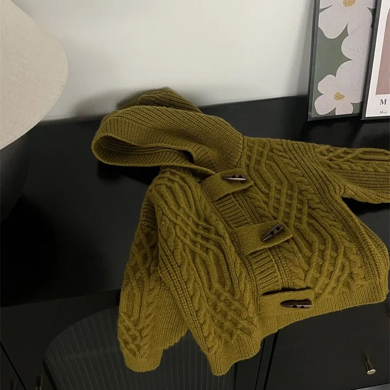 Fashion Knitted  Cotton horn toggle button Baby Cardigan Kids  coat