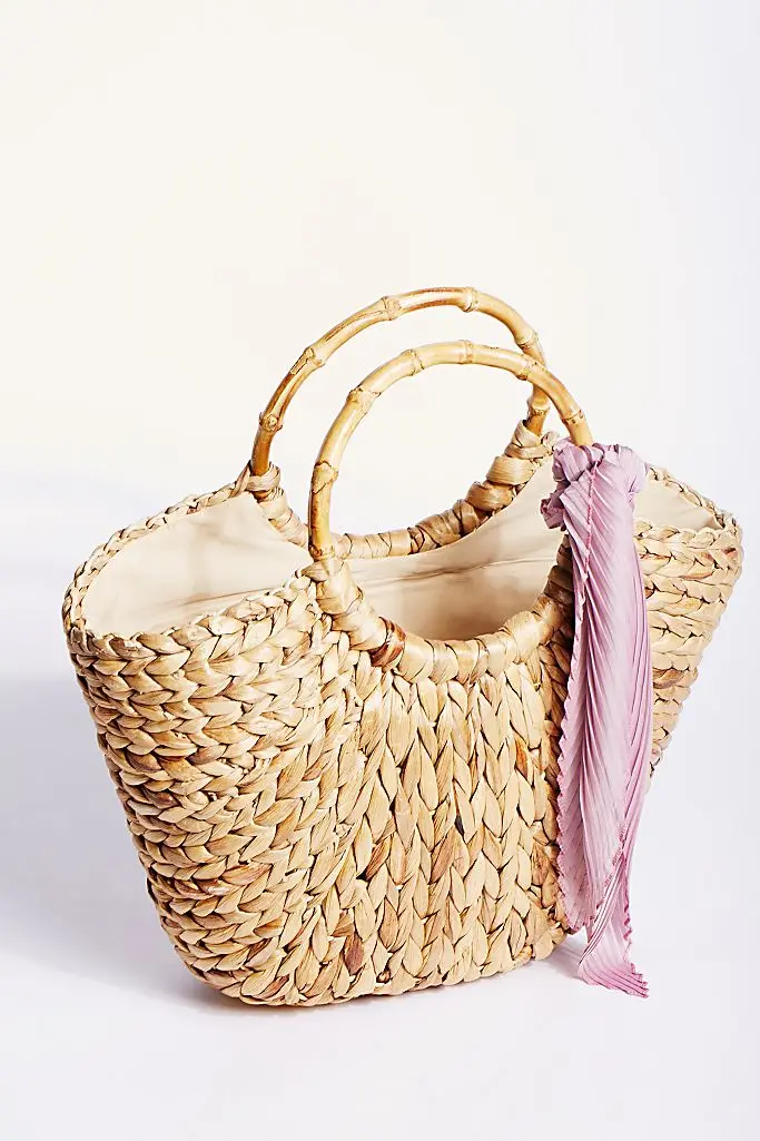 Best Selling Products Luxury Water Hyacinth Handbags Trapezium Shopping Bags For Ladies With Handles