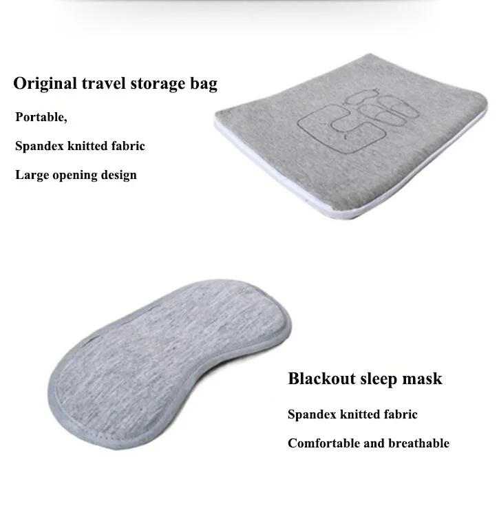Travel Blanket 4-in-1 Travel Set Inflatable Pillow with Neck Support Eye Slippers Ear Plugs